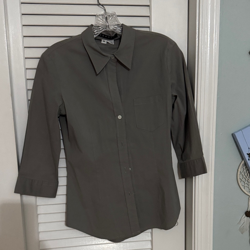 Theory Women's Gray Blouse